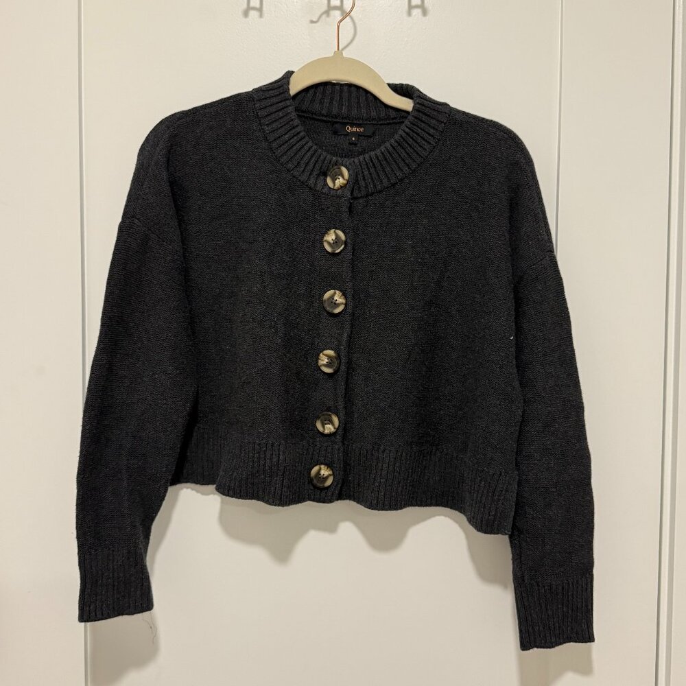 Quince Charcoal Cropped Cardigan
